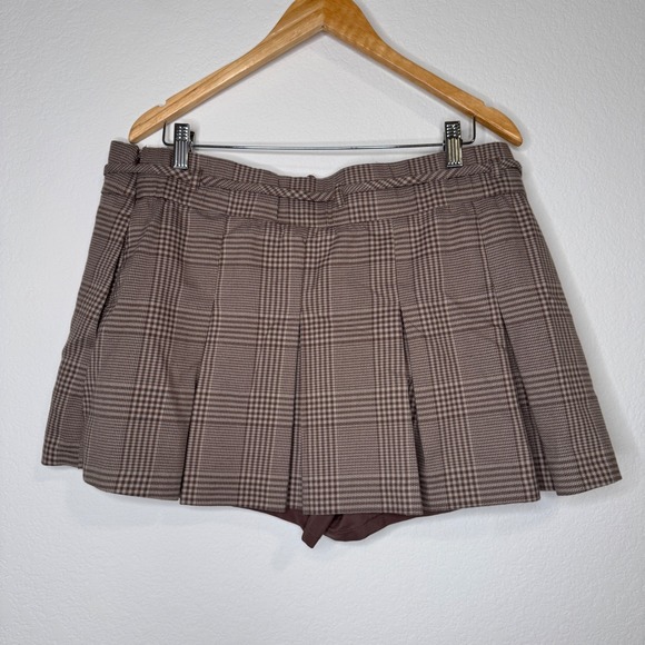 Hollister Brown Plaid Pleated Mini Skirt - Picture 4 of 12